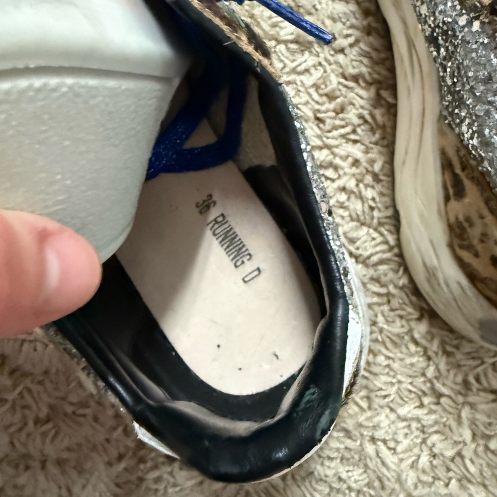 Golden goose Leopard Print Sneakers with Blue Laces - Picture 4 of 5